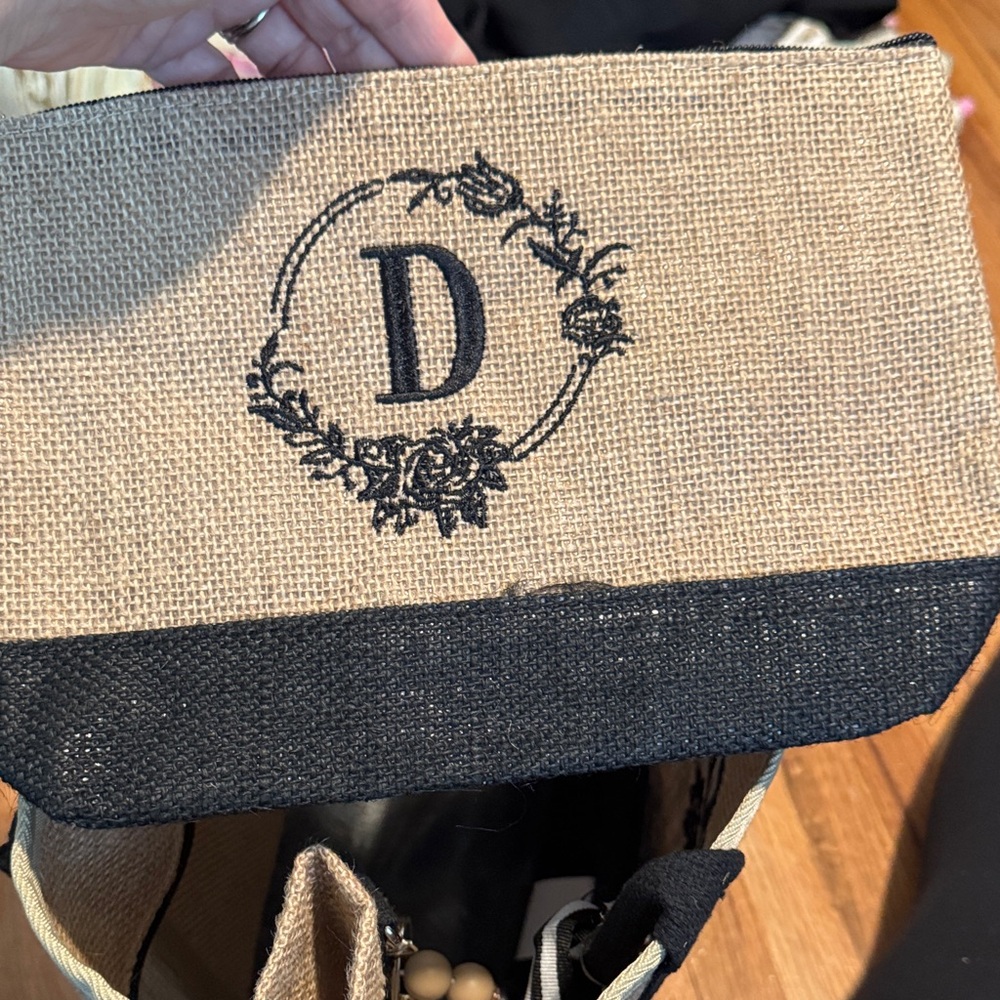 Custom Printed “D” Black and Tan Tote Bag - Picture 4 of 6